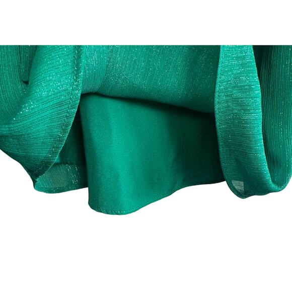 I Love Ronson Green Shimmer Long Sleeve Blouse NWT Holiday Party Top Size Large - Picture 5 of 6